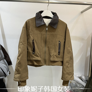 短款 欧洲站2025冬季 翻领拉链长袖 时尚 鹅绒夹克外套女70002 新款