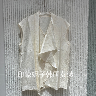 法式通勤无袖飘带显瘦衬衫女夏