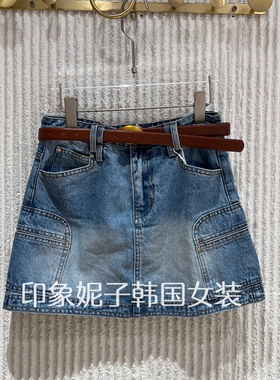 欧洲站2026夏新款工装风高腰牛仔半身裙女多口袋显瘦短裙26054