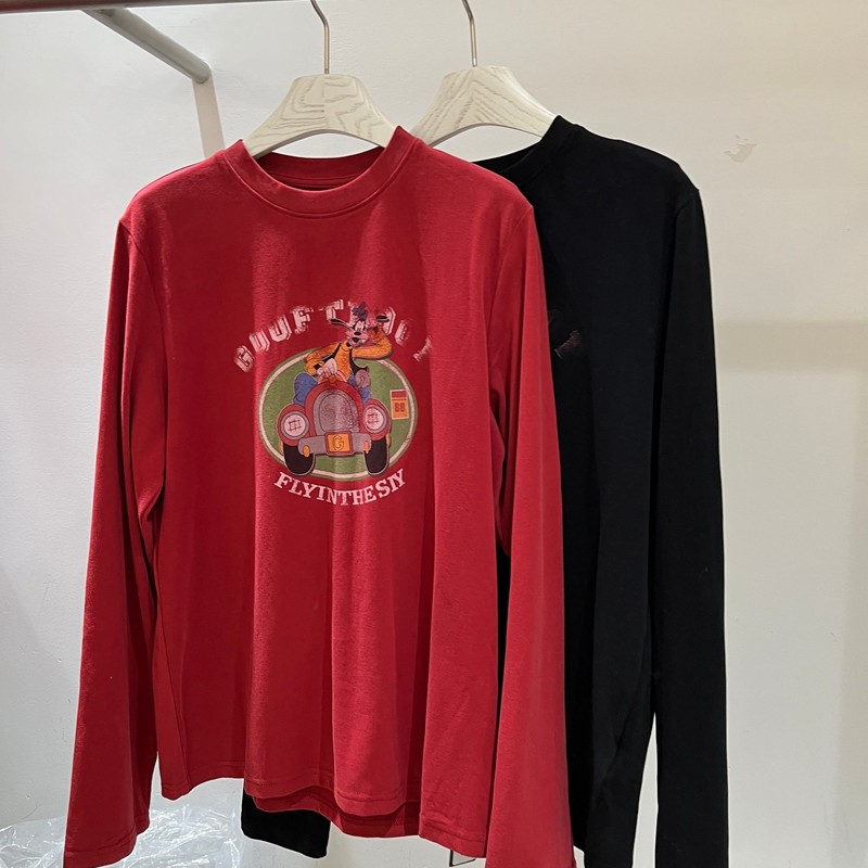 欧洲站2025冬季新款长袖T恤女圆领宽松显瘦打底衫内搭上衣70556