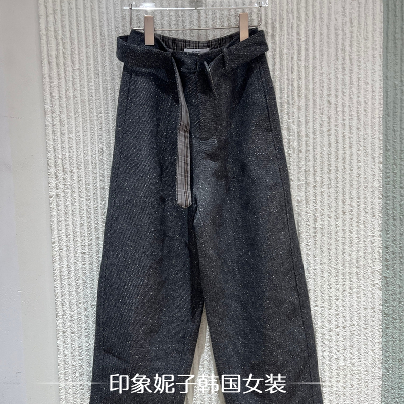 欧洲站2025冬季新款ph23时尚配腰带显瘦百搭直筒休闲裤长裤女5087