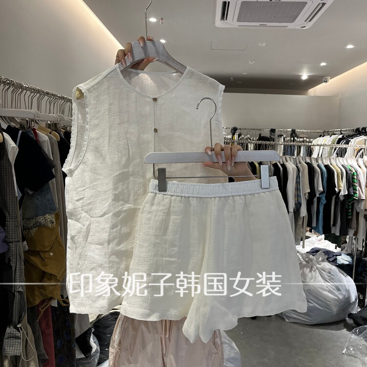 现货欧洲站2026夏季新款挂脖马夹背心女装无袖设计感套装