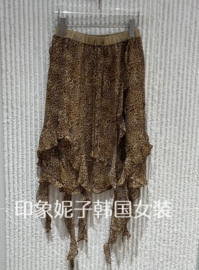欧洲站2026夏季豹纹不规则半裙