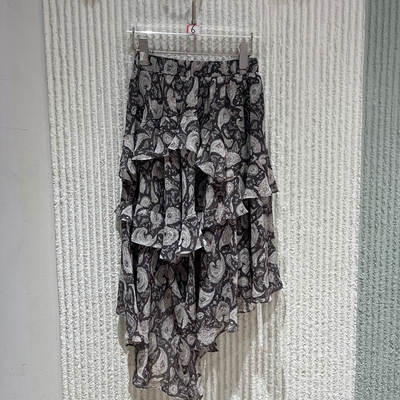 夏季松紧腰不规则印花显瘦半身裙