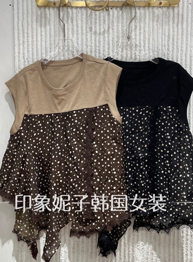 现货欧洲站2026夏季新款常规款甜美款波点圆领短款背心88007