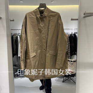 欧洲站2026秋季新款松弛感立领单排扣后背拉链休闲风衣外套