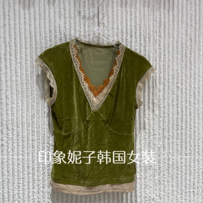欧洲站夏季V领蕾丝无袖通勤背心