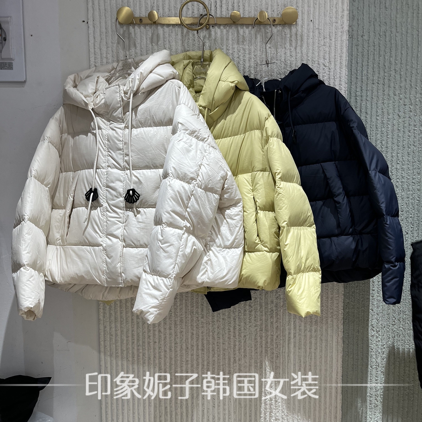 欧洲站2025冬季新款时尚连帽抽绳拉链短款白鸭绒羽绒服外套853987