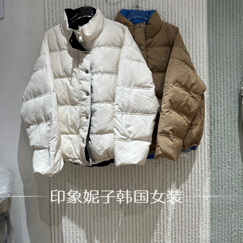 欧洲站2025冬季新款立领面包服羽绒服女休闲保暖白鹅绒外套25179