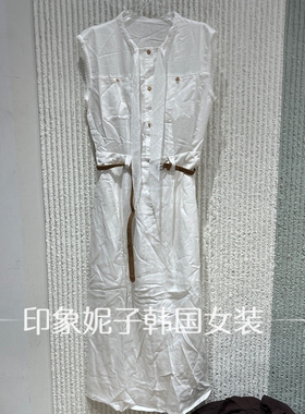 现货欧洲站2026夏季新款简约风无袖衬衫连衣裙女显瘦11061