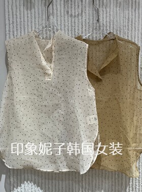 欧洲站2026夏波点无袖立领背心