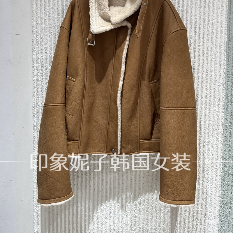 欧洲站2025冬季新款 ph23时尚立领个性羊毛皮毛一体外套Y25S-32