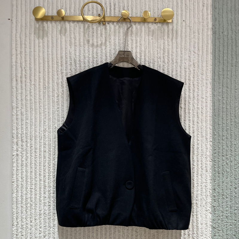 欧洲站2025冬季新款 ph23时尚净版休闲V领无袖一粒扣马甲外套8119