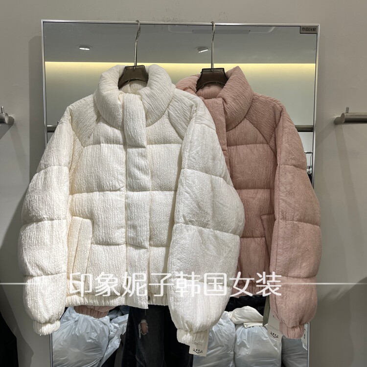 (现)欧洲站2026冬云朵泡芙羽绒服女短款立领白鹅绒90%绒保暖外套
