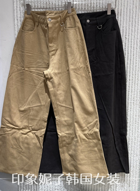 欧洲站2025冬季新款 时尚简约气质纯色高腰显瘦抓毛休闲裤女13956