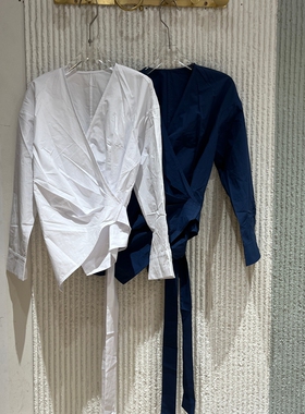 欧洲站2026春季新款时尚百搭显瘦V领长袖衬衫女潮上衣潮2198