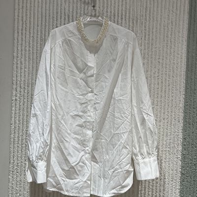 欧洲站2026春季新款JVC时尚圆领宽松百搭长袖衬衫女07161