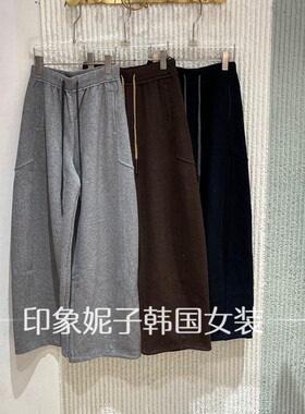 欧洲站秋季新款抽绳阔腿卫裤女