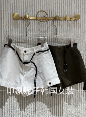 欧洲站2026夏新款高腰配腰带休闲短裤女显瘦阔腿裤休闲短裤82840