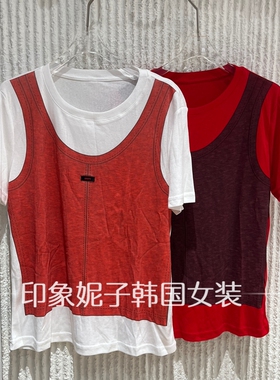 现货欧洲站2026夏新款休闲拼接女装T恤短袖圆领85136