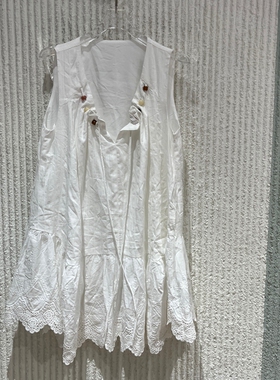 现货欧洲站白色蕾丝拼接马甲女夏无袖设计感高级感背心269130