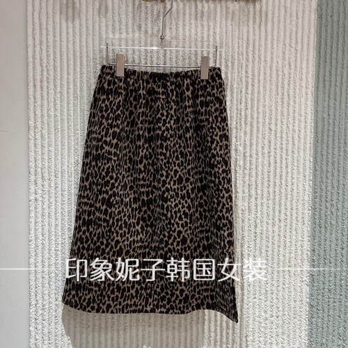 欧洲站秋季新款豹纹A字半身裙