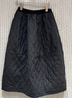 欧洲站2025冬季新款 时尚拼色高腰宽松显瘦百搭中长款半身裙06990