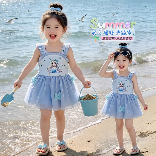 女童夏季速干吊带游泳衣