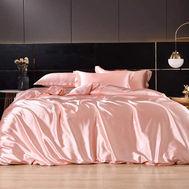 高端重磅真丝四件套100%桑蚕丝被套丝绸床单床笠绸缎丝滑床上用品