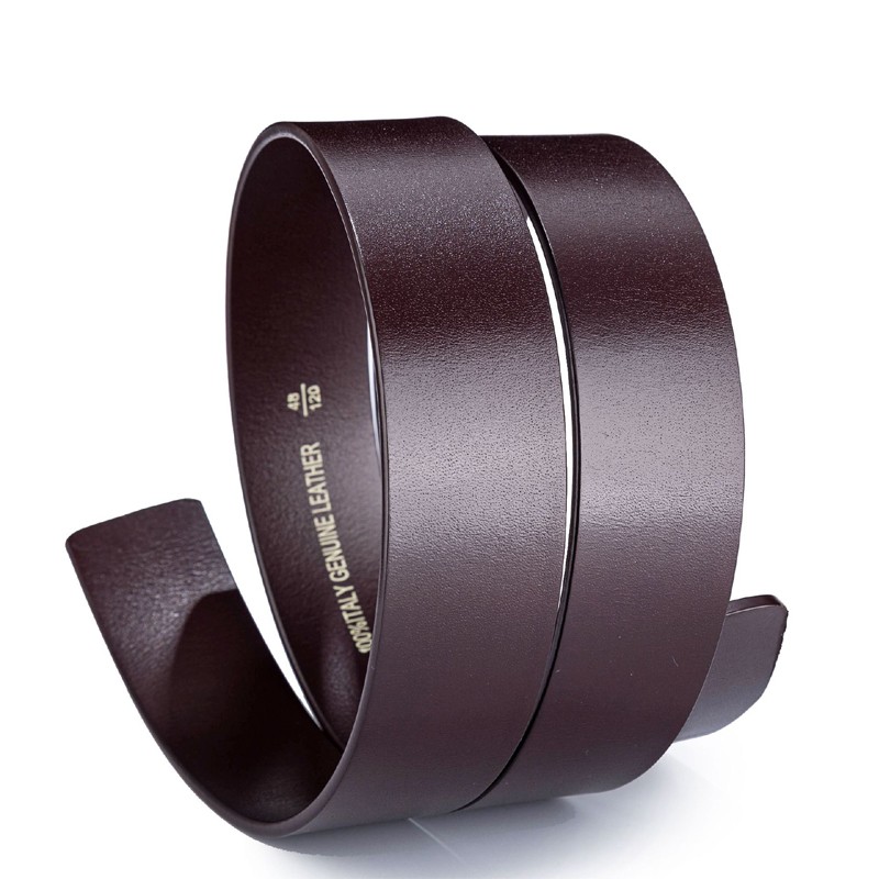 百搭男士无头皮带身光面真皮头层纯牛皮打孔皮带不带头棕色单层