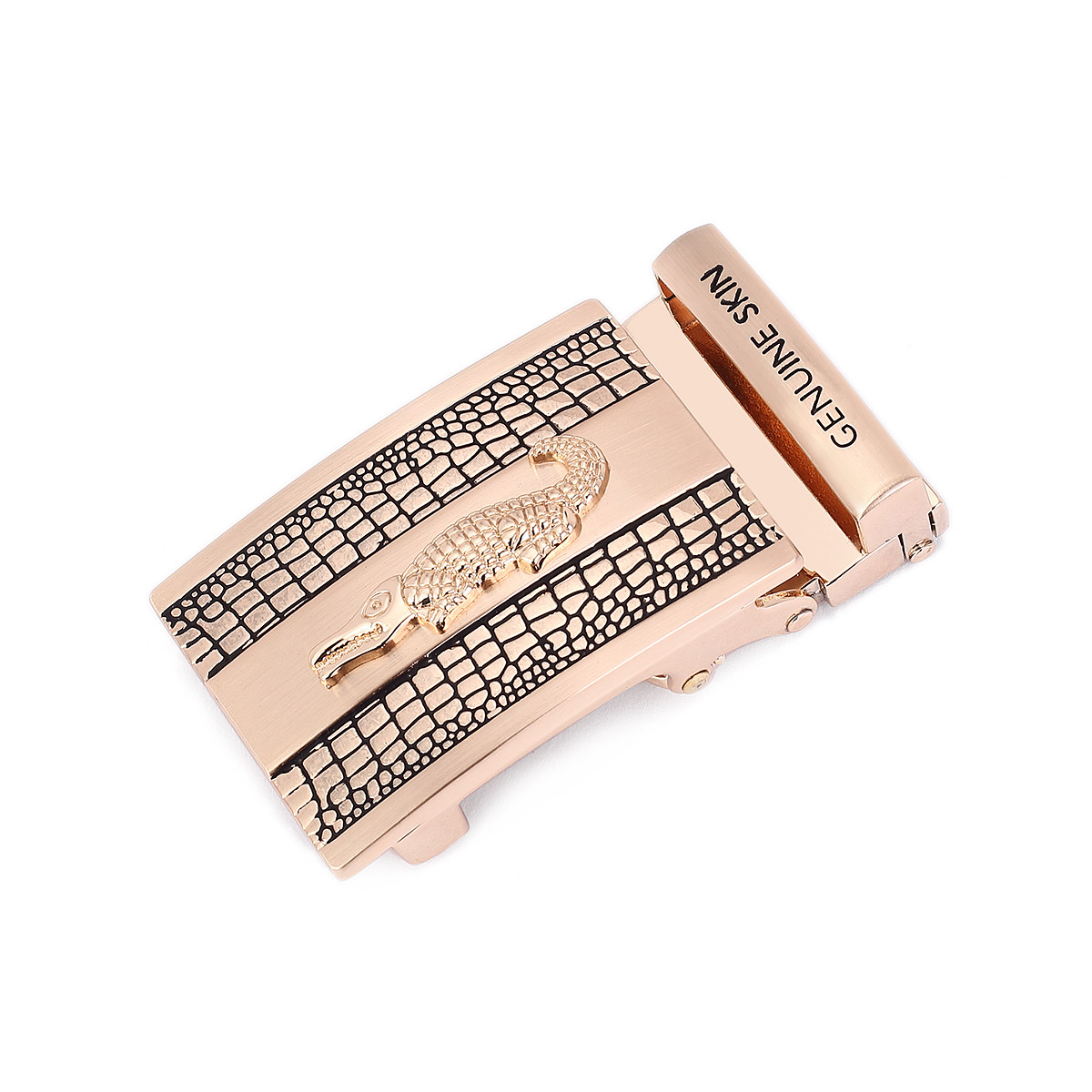 泰国鳄鱼皮带扣头3.8无牙自动扣个性皮带头无孔无牙腰带头合金扣