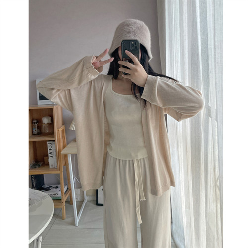 羊毛慵懒风薄针织开衫女