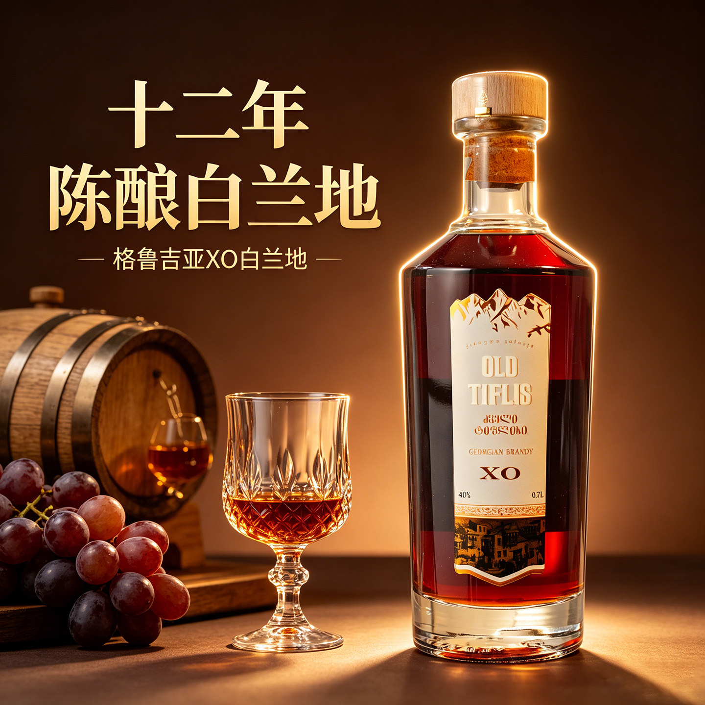 OLD TIFLIS XO格鲁吉亚白兰地进口保真正品洋酒12年陈酿40度700ml