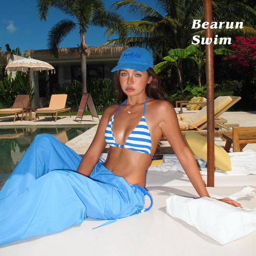BEARUN SWIM 条纹挂脖比基尼女2026新款泳装小胸聚拢分体泳衣套装