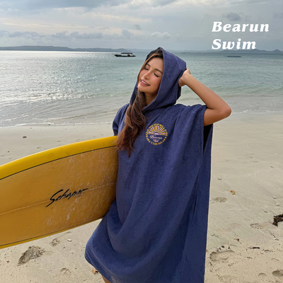BEARUN SWIM 游泳速干沙滩浴巾游泳外披衣毛巾保暖外套冲浪斗篷