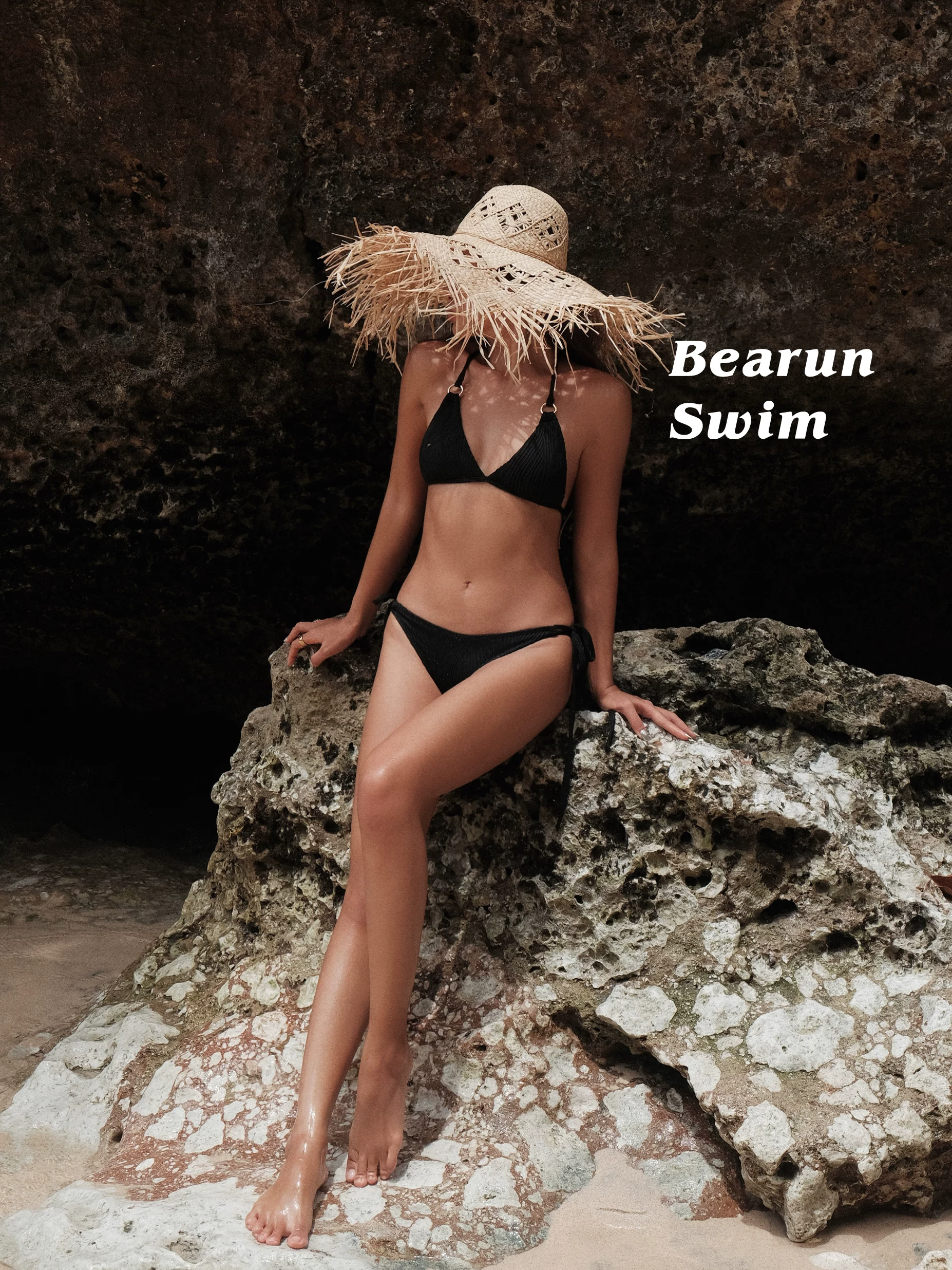 Bearun SWIM текстура-разделенный купальник комплект женский 2024 новый горячий girl висит на шее бретель bikini