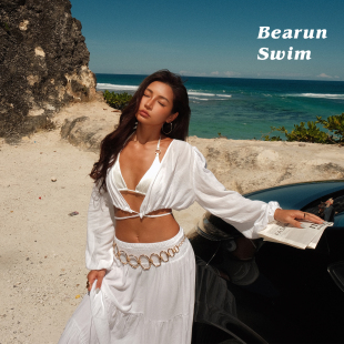 女2025新款 度假风套装 白色上衣半身裙两件套 SWIM BEARUN