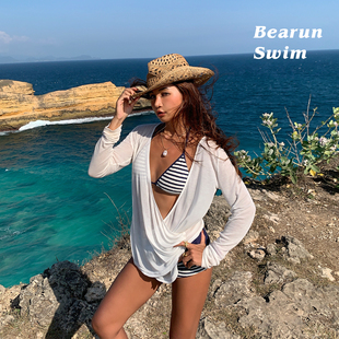 女2025比基尼海边穿搭沙滩长袖 防晒泳衣罩衫 T恤上衣 SWIM BEARUN