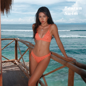 BEARUN 分体泳衣 海边度假风泳装 SWIM 条纹比基尼小胸聚拢2025新款