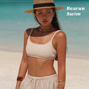 BEARUN SWIM 短款针织吊带背心女2025海边度假露脐带胸垫抹胸上衣