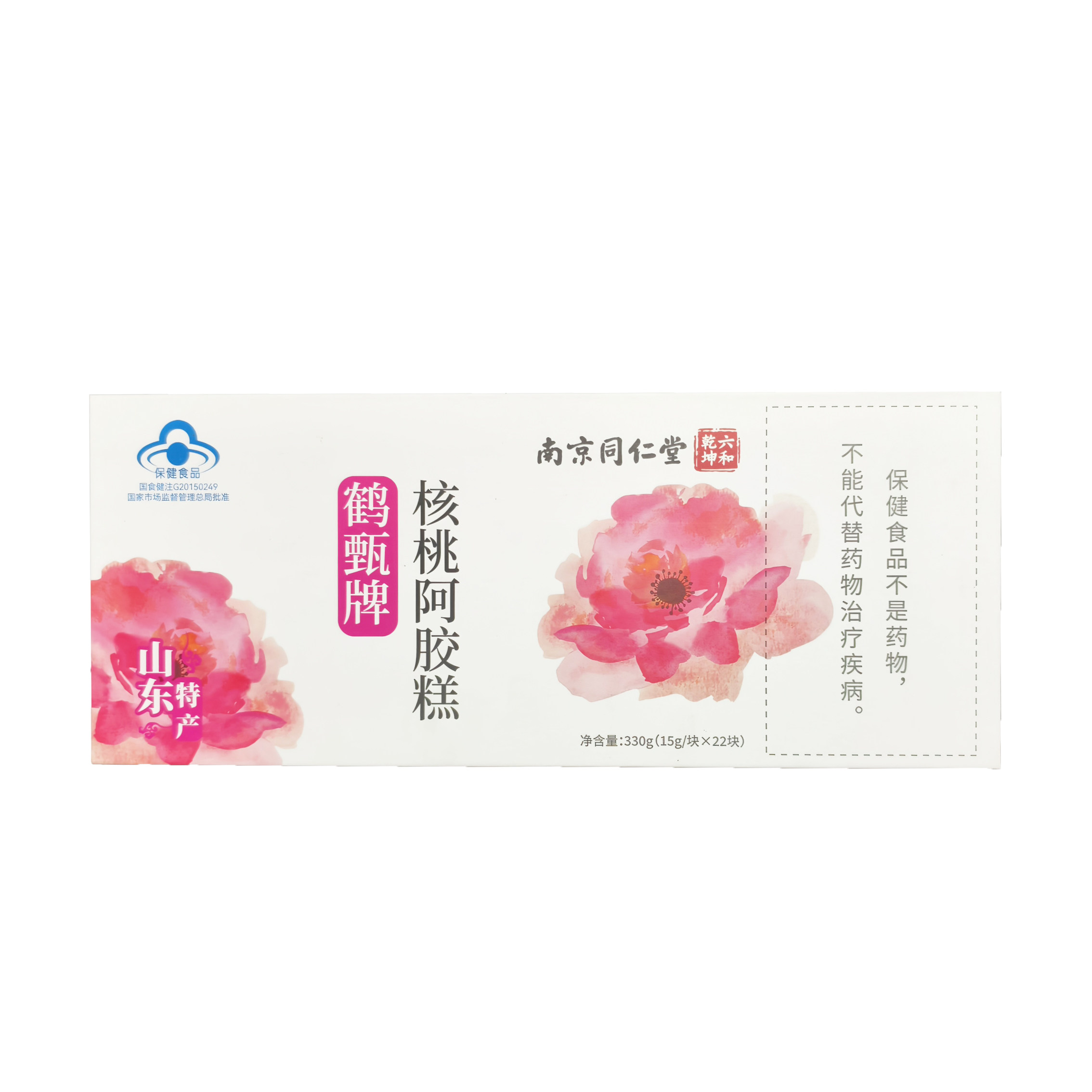 南京同仁堂六和乾坤鹤甄牌核桃阿胶糕15g*22块/礼盒装