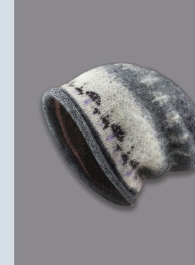 TURN2SPRING 小众设计感 美式费尔岛卷边大头围针织帽 冷帽