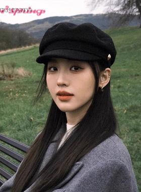 TURN2SPRING 小众设计感 日系慵懒趣味纯色立体休闲 贝雷帽