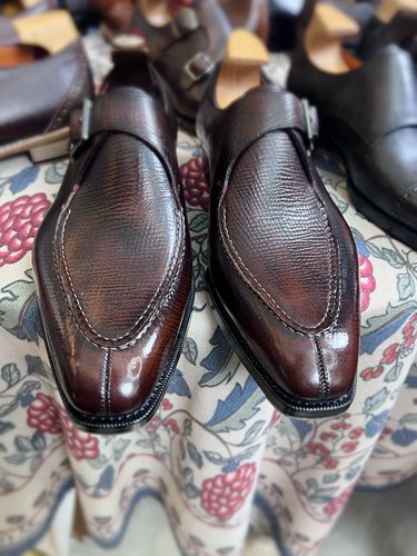 固伦孟克男鞋真皮底商务正装收腰