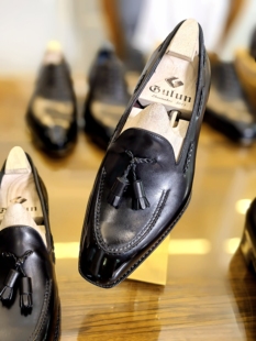 流苏黑进口皮乐福鞋 便试香蕉楦固特异手工皮底英伦方头挑缝