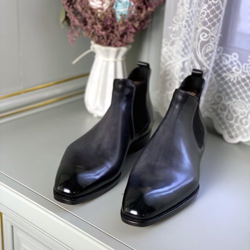 四季低桶手工皮底商务切尔西靴