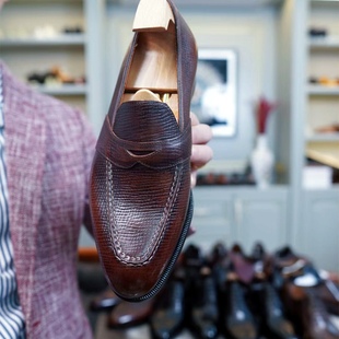 沉船皮咖啡色渐变乐福鞋固特异男鞋真皮底小圆头头层进口皮一脚蹬