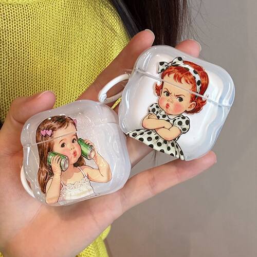 ins可爱鼓鼓嘟嘴小女孩airpods4保护套airpod3适用苹果pro3耳机壳二代无线蓝牙1第三代2代airpodpro四外壳