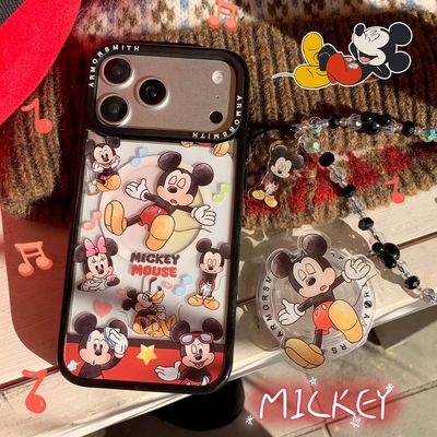 INS韩风适用苹果17promax手机壳磁吸支架iPhone16软边硬底15plus可爱睡觉米奇13卡通12无线充14保护套11防摔