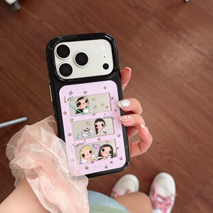 可爱卡通星星镜面女孩适用iPhone17ProMax手机壳日韩风网红苹果16pro新款15PRO女小众13软边硬底14防摔保护套